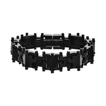 Brooklyn Exchange Black Ion-plated Stainless Steel H-link Bracelet - Men, Size: 8.5