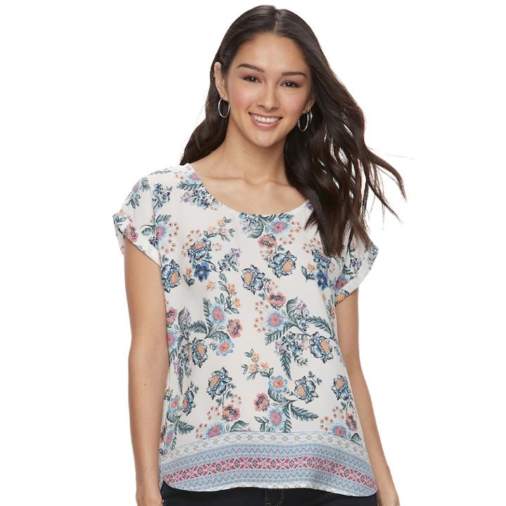 Juniors' Pink Republic Printed Dolman Top, Teens, Size: Xl, White