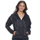 Juniors' Unionbay Marcie Hooded Windbreaker Jacket, Teens, Size: Large, Black