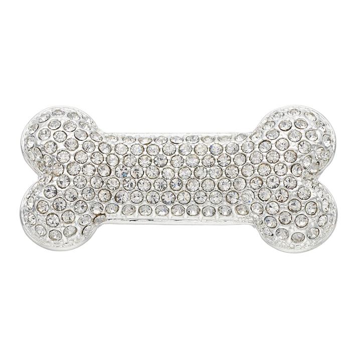 Pet Friends Simulated Crystal Bone Pin, Women's, Silver