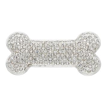 Pet Friends Simulated Crystal Bone Pin, Women's, Silver