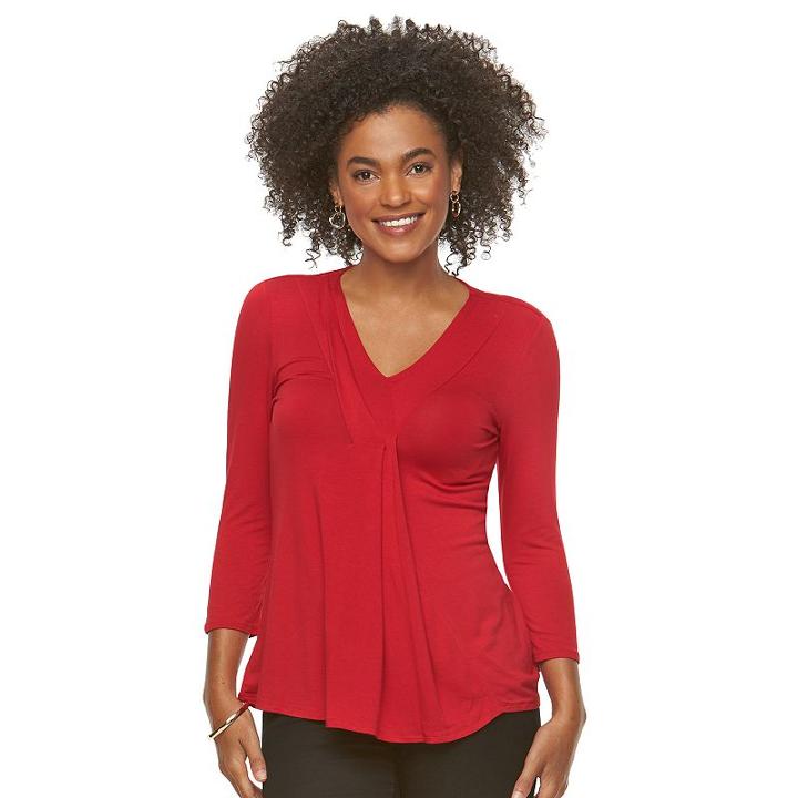 Women's Dana Buchman Release-pleat Top, Size: Large, Med Red