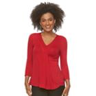 Women's Dana Buchman Release-pleat Top, Size: Large, Med Red