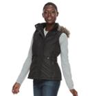 Women's Weathercast Hooded Puffer Vest, Size: Large, Black