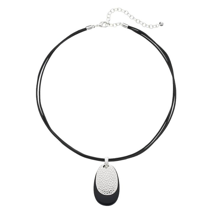 Napier Faux Leather Pebbled Pendant Necklace, Women's, Black