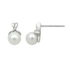 Sterling Silver Freshwater Cultured Pearl And Diamond Accent Crisscross Drop Earrings, Women's, White