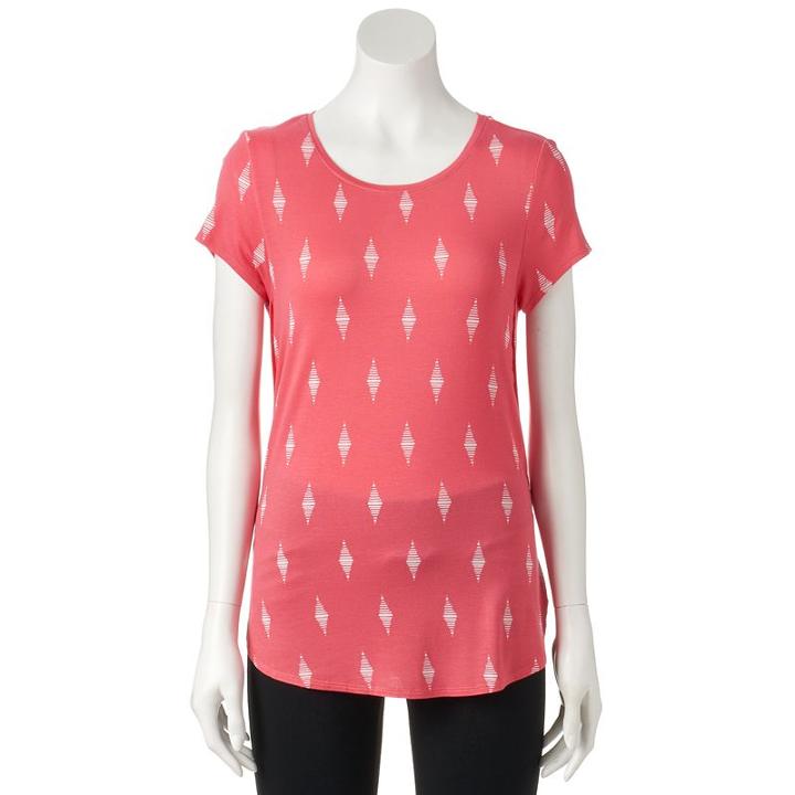 Petite Apt. 9&reg; Scoopneck Tee, Women's, Size: Xl Petite, Med Pink