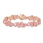 14k Rose Gold Over Silver Lab-created Pink & White Sapphire Halo Bracelet, Women's, Size: 7.25