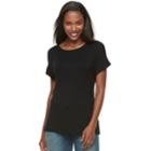 Women's Apt. 9&reg; Snap-back Tee, Size: Small, Black