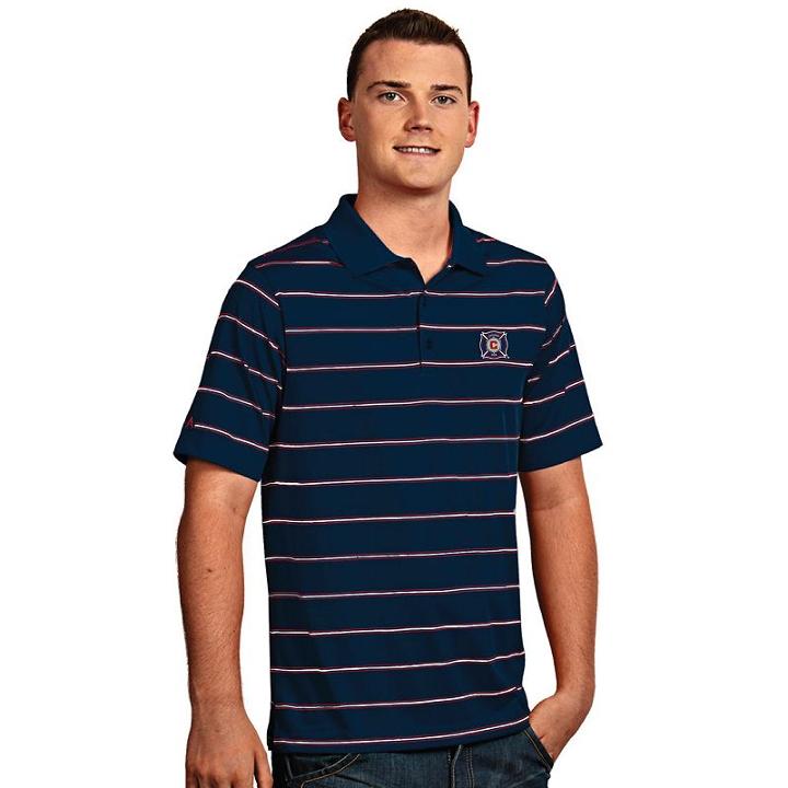 Men's Antigua Chicago Fire Deluxe Striped Desert Dry Xtra-lite Performance Polo, Size: Medium, Blue Other