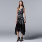 Women's Simply Vera Vera Wang Print Handkerchief Hem Dress, Size: Xl, Oxford