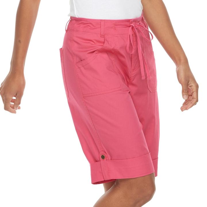 Women's Caribbean Joe Convertible Skimmer Shorts, Size: 10, Pink