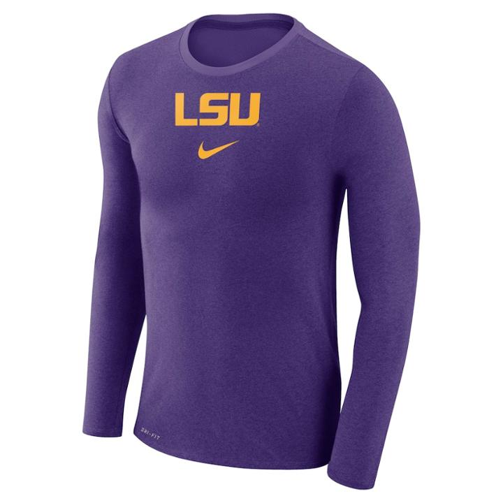 Men's Nike Lsu Tigers Marled Long-sleeve Dri-fit Tee, Size: Xl, Purple
