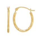 Everlasting Gold 14k Gold Wavy Oval Hoop Earrings, Women's