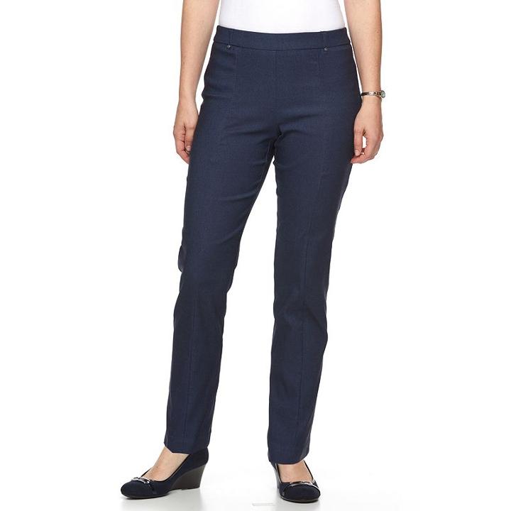 Petite Napa Valley Slimming Solution Straight-leg Dress Pants, Women's, Size: 6 Petite, Dark Blue