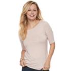 Women's Apt. 9&reg; Essential Elbow-sleeve Tee, Size: Xxl, Light Pink