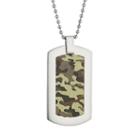 Lynx Stainless Steel Camouflage Dog Tag Necklace - Men, Size: 22, Brown