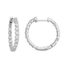 14k White Gold 1 Carat T.w. Diamond Inside Out Hoop Earrings, Women's