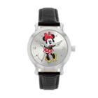 Disney's Minnie Mouse Women's Leather Watch, Black