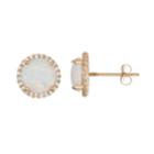 10k Gold Lab-created Opal & White Sapphire Halo Stud Earrings, Women's