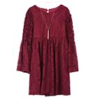 Girls 7-16 Speechless Lace Smocked Sleeve Dress With Necklace, Size: 12, Dark Red