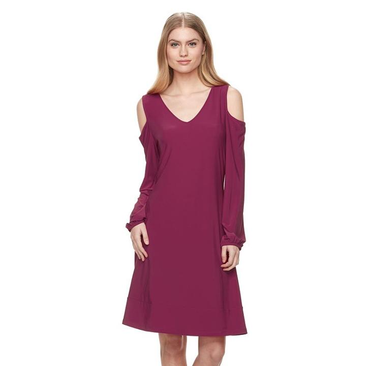Women's Nina Leonard Cold-shoulder Swing Dress, Size: Small, Other Clrs