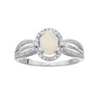 10k White Gold White Opal & 1/5 Carat T.w. Diamond Halo Ring, Women's, Size: 7