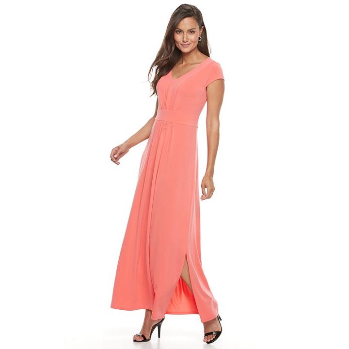 Women's Dana Buchman Shirred Maxi Dress, Size: Large, Lt Orange