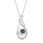 10k White Gold Sapphire & Diamond Accent Infinity Drop Pendant, Women's, Size: 18, Blue