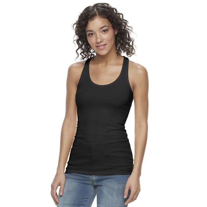 Juniors' So® Ribbed Racerback Tank, Girl's, Size: Medium, Black