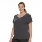 Plus Size Tek Gear&reg; Lattice Shoulder Tee, Women's, Size: 3xl, Black