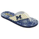Women's College Edition Michigan Wolverines Floral Polka-dot Flip-flops, Size: Medium, White