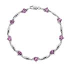 Sterling Silver Lab-created Pink Sapphire And Diamond Accent Heart Bracelet, Women's, Size: 7.5