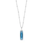 Brilliance Silver Plated Blue Rectangle Pendant With Swarovski Crystals, Women's