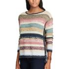 Women's Chaps Marled Striped Sweater, Size: Small, Beig/green (beig/khaki)