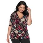 Plus Size Dana Buchman Wrap Top, Women's, Size: 2xl, Dark Pink