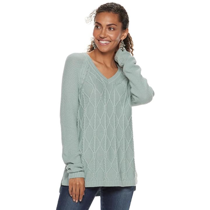 Women's Sonoma Goods For Life&trade; Trellis Cable-knit Sweater, Size: Xxl, Turquoise/blue (turq/aqua)