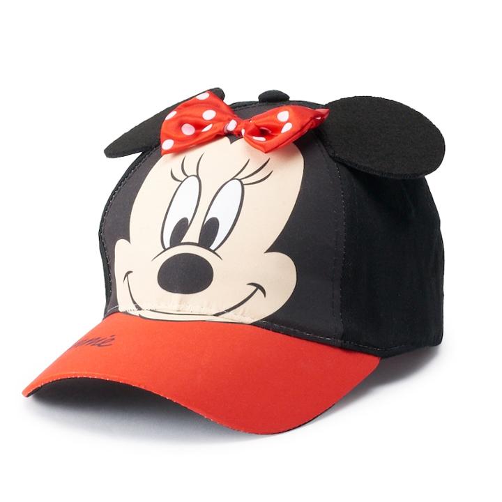 Disney's Minnie Mouse Toddler Girl 3d Bow & Ears Baseball Cap Hat, Red