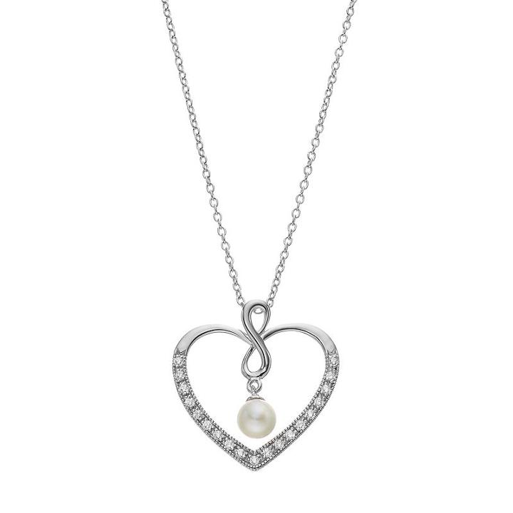 Sentimental Expressions Sterling Silver Freshwater Cultured Pearl Friend Heart Necklace, Women's, Size: 18, White