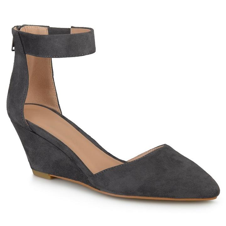 Journee Collection Kova Women's Ankle Strap Wedges, Girl's, Size: 7, Grey