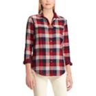 Petite Chaps Plaid Button-down Work Shirt, Women's, Size: Xs Petite, Red