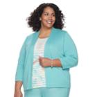 Plus Size Alfred Dunner Studio Ruffle Layered Look Top, Women's, Size: 1xl, Teal Geometric
