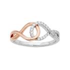 1/8 Carat T.w. Diamond 10k Rose Gold & Sterling Silver Infinity Ring, Women's, Size: 4, White
