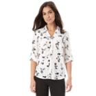 Juniors' Iz Byer Roll-tab Shirt, Teens, Size: Xl, White Floral