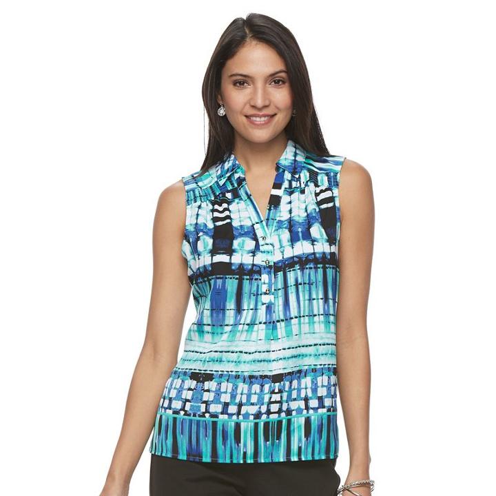 Women's Dana Buchman Smocked Top, Size: Xs, Med Blue