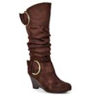 Journee Collection Irene Women's Wedge Boots, Girl's, Size: Medium (7.5), Brown