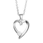 Silver Expressions By Larocks Cubic Zirconia Silver-plated Friend Heart Pendant Necklace, Women's, White