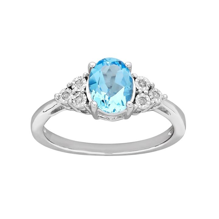 Diamore Sterling Silver Blue Topaz & Diamond Accent Ring, Women's, Size: 7