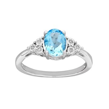Diamore Sterling Silver Blue Topaz & Diamond Accent Ring, Women's, Size: 7