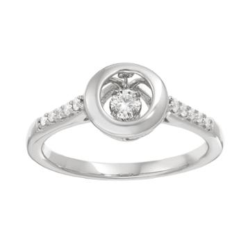 Brilliance In Motion 1/5 Carat T.w. Diamond Sterling Silver Circle Ring, Women's, Size: 9, White